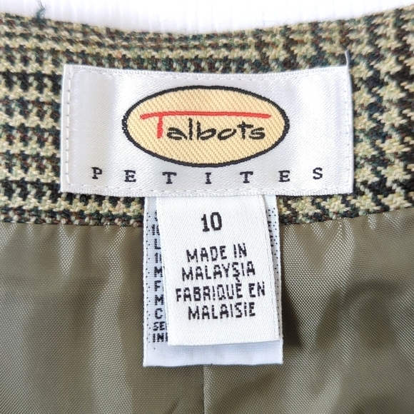 Talbots 90's Vintage 100% Wool Plaid High Rise Straight Leg Trousers Sage 10P - Picture 8 of 16